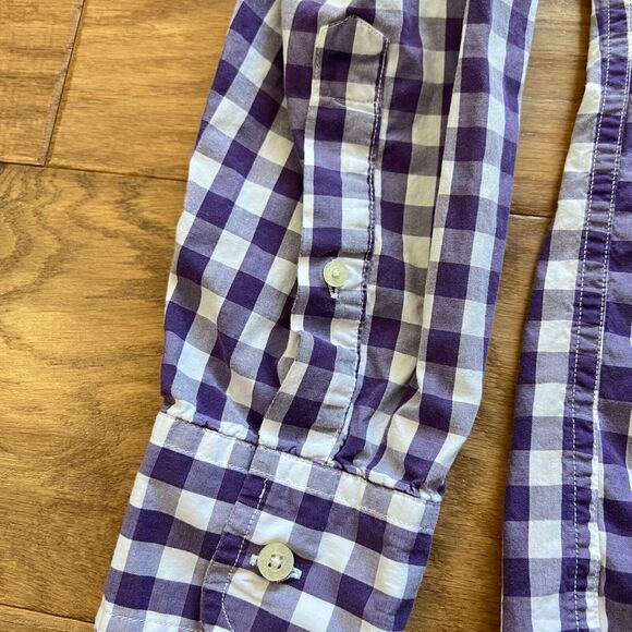 J.Crew Factory Shirt Size M Purple/White Slim Button Up Gingham Check - Picture 7 of 9